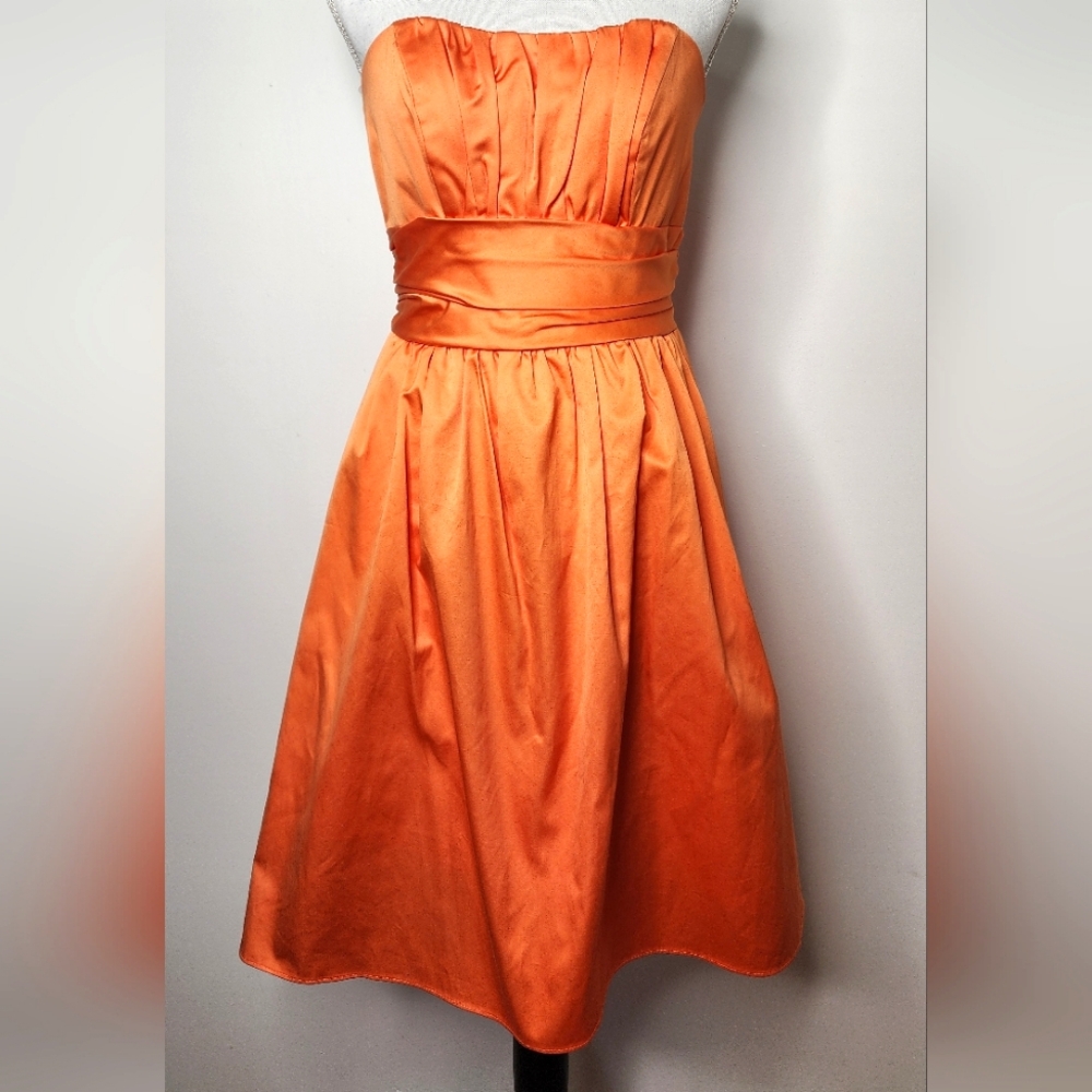 Davids Bridal‎ Orange Strapless Dress Sz 6